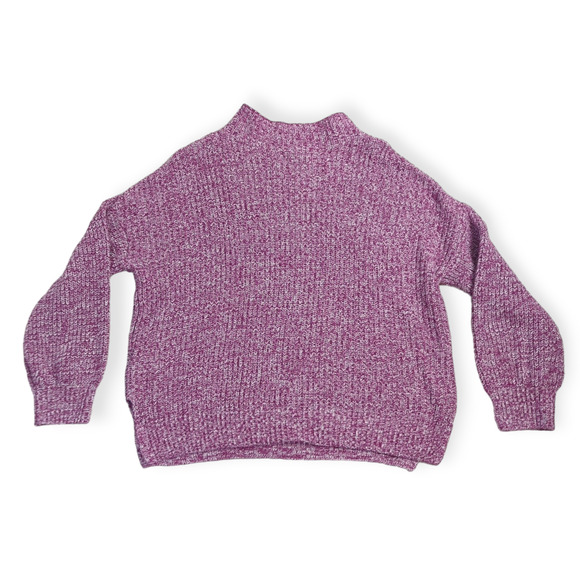 Cupcakes & Cashmere Purple and White Marled Mock Neck Cozy Sweater‎ Size Medium - Picture 7 of 9
